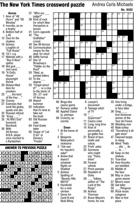 crossword puzzles ny times answers